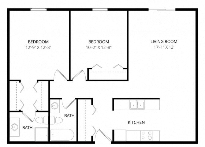Two bedroom floor plan