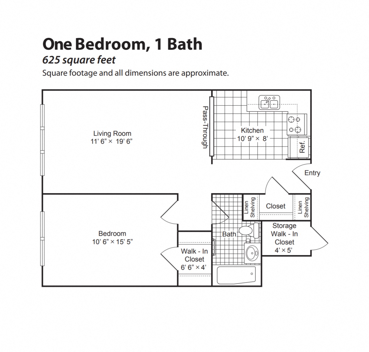 Floor plan layout diagram for Renovated 2 Bedroom 1 Bath