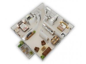 2 Bedroom 2 Bathroom Corner