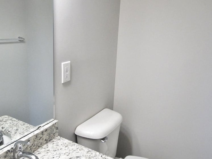 Renovated Bathrooms With Quartz Counters at  Integrity Medina Apartments, Integrity Realty LLC, Medina, Ohio