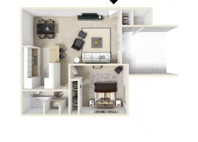 A 1 Bedroom Floor Plan