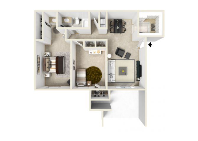 B 2 Bedroom Floor Plan