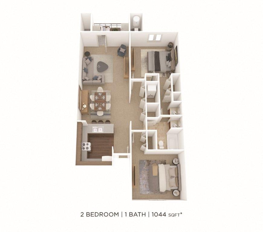 Two Bedroom-1044 sqft floor plan
