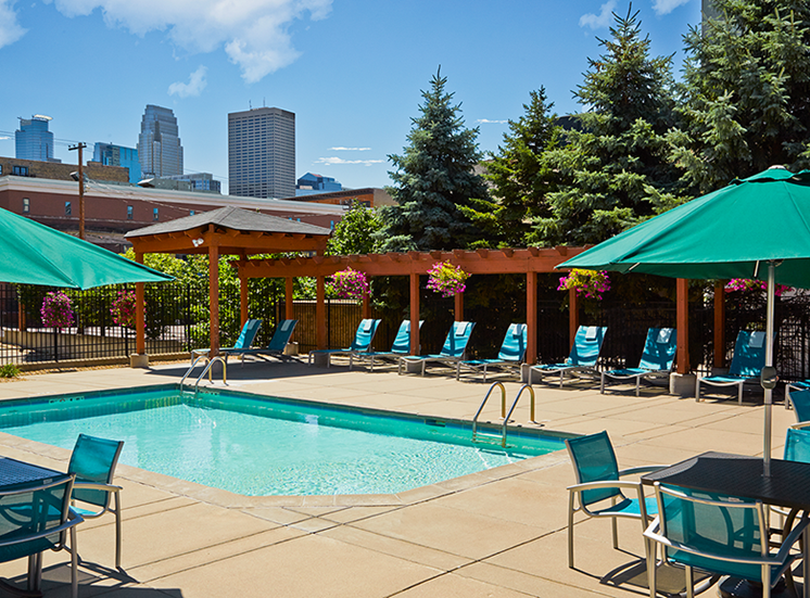 Immerse yourself in the tranquil oasis of our outdoor heated pool at Mill City Apartments.