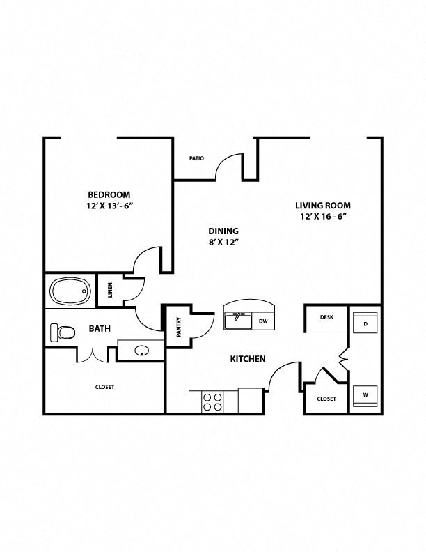 Austin Floorplan - 1 bed, 1 bath, ranging 824 square feet. Austin Floorplan - 1 bed, 1 bath, ranging 824 square feet.
