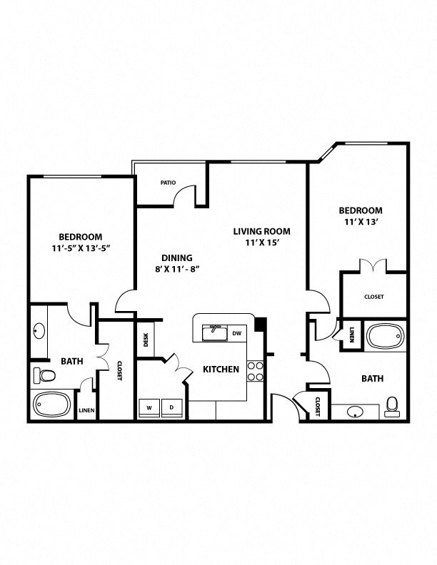 Guadalupe Floorplan 2 bed 2 bath, 1,097 square foot Guadalupe Floorplan 2 bed 2 bath, 1,097 square foot