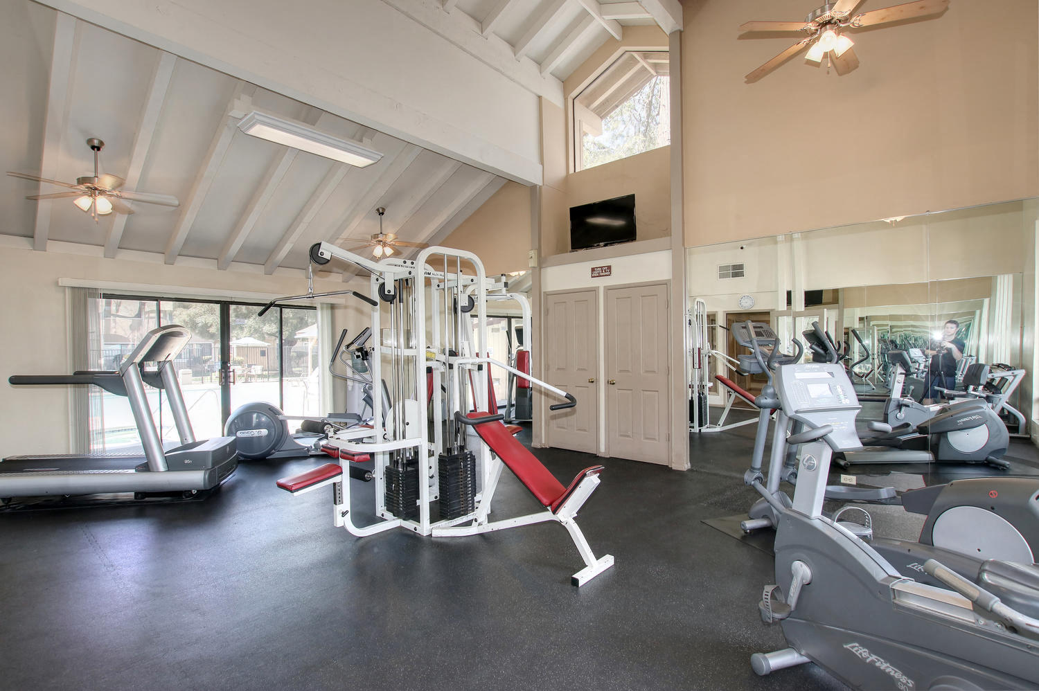 Fitness equipment in the gym at Cranbrook.