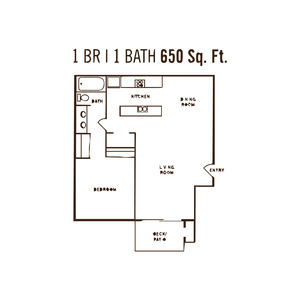 One bedroom floor plan l Mill Creek Apartments in SAN BERNADINO,CA