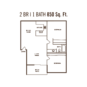 Two bedroom floor plan l Mill Creek Apartments in SAN BERNADINO,CA