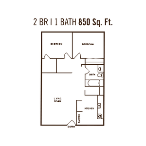 Two bedroom floor plan l Mill Creek Apartments in SAN BERNADINO,CA