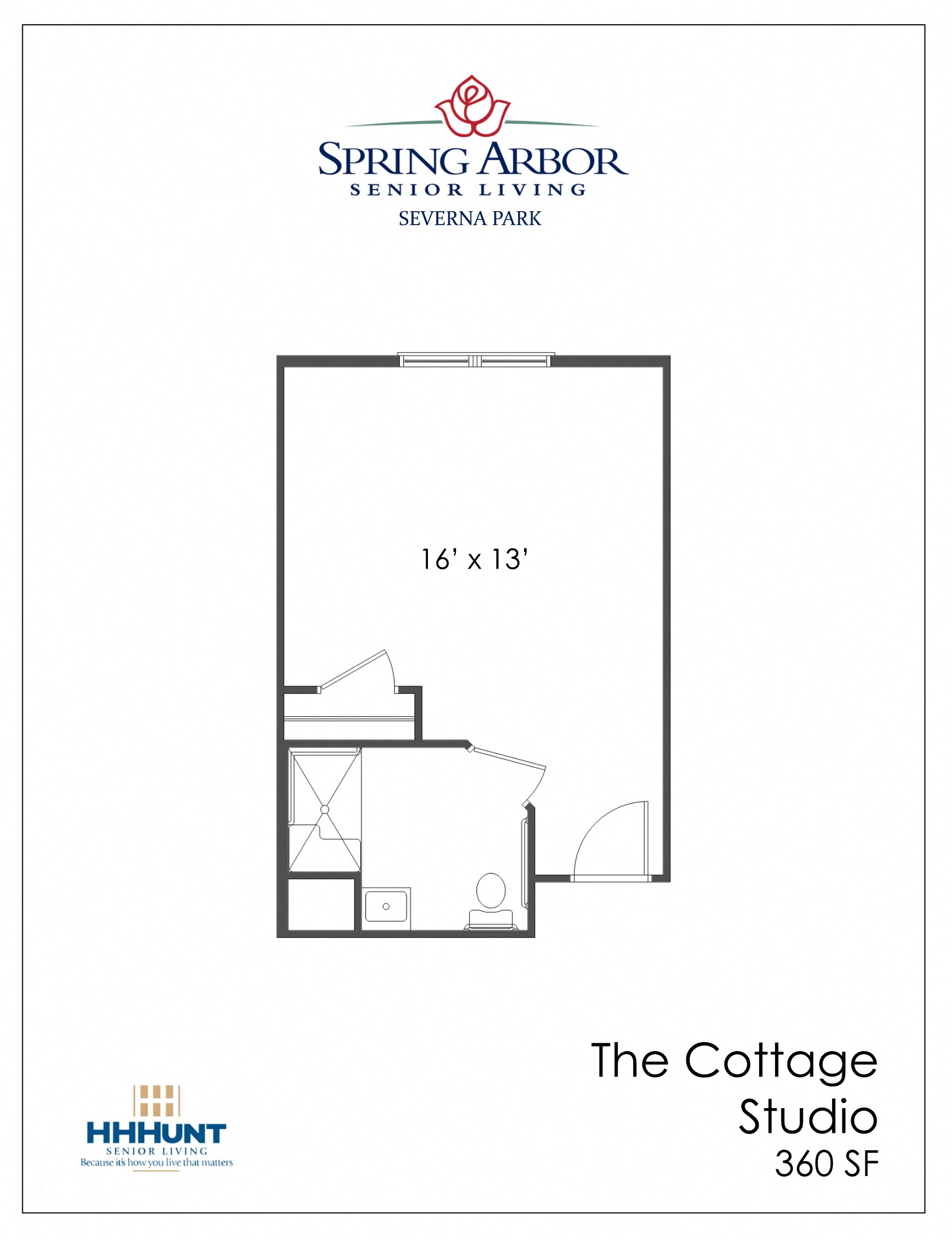 Cottage Companion Studio - Memory Care Starting from 378 Square-Foot Cottage Companion Studio Memory Care at Spring Arbor of Severna Park, Severna Park, Maryland