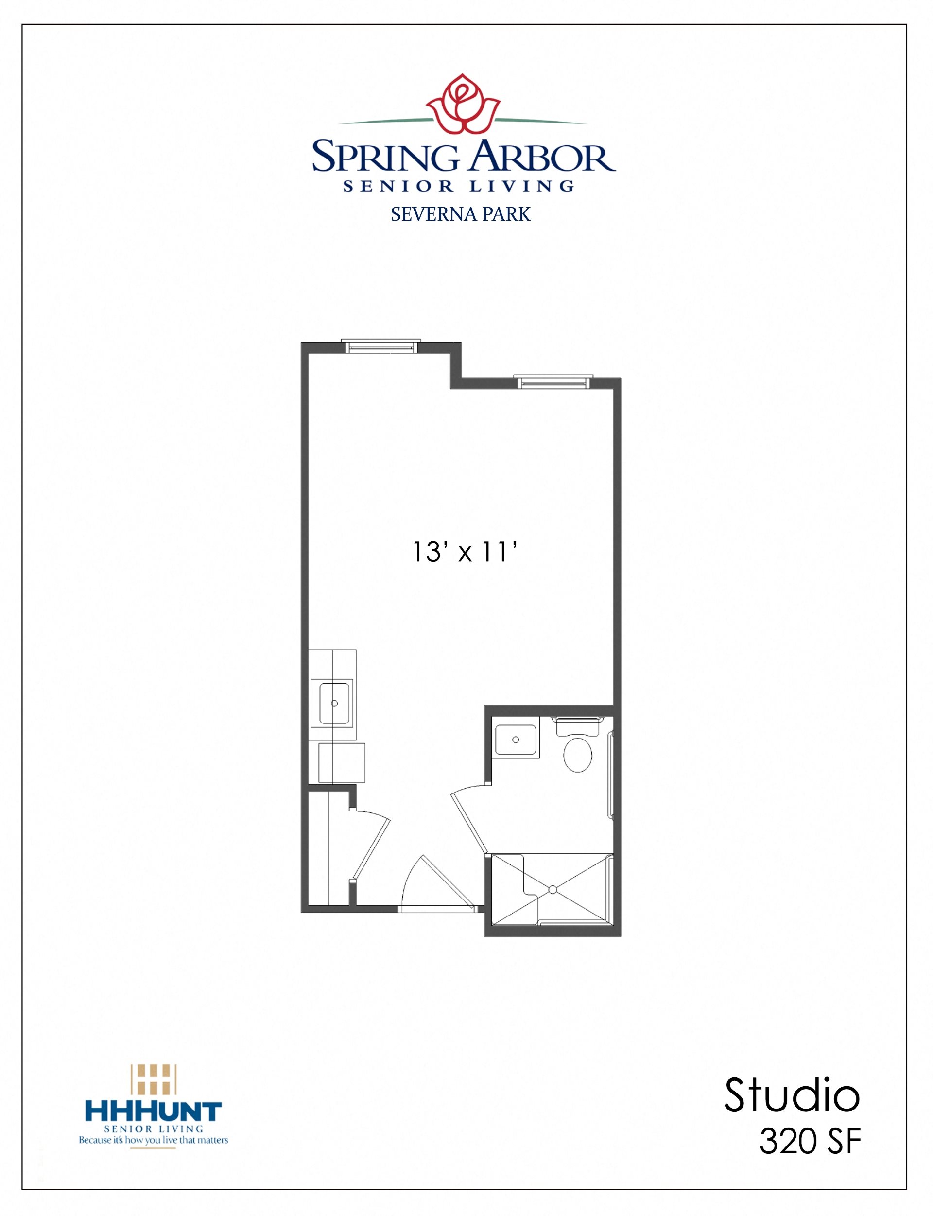 Companion Studio Memory Care 320 Square-Foot Companion Studio Memory Care at Spring Arbor of Severna Park, Maryland