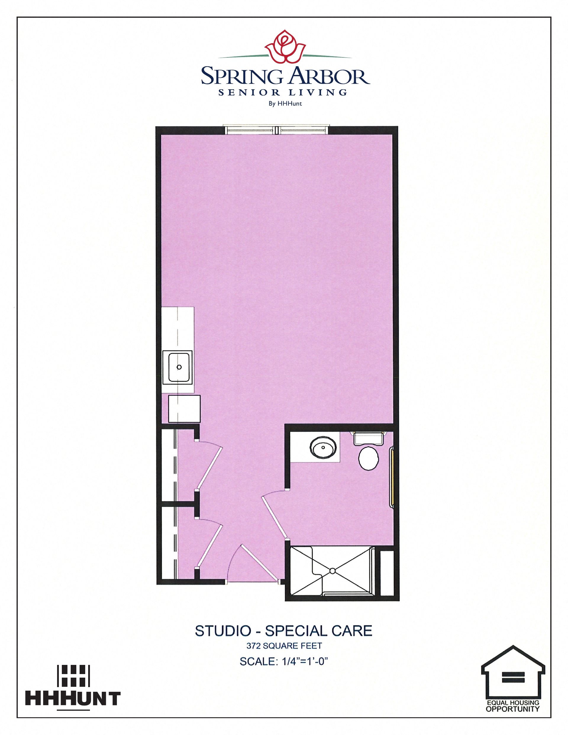 Studio - Memory Care Floorplan Starting from 372 Square-Foot Studio - Memory Care Floorplan at Spring Arbor of Greensboro, North Carolina