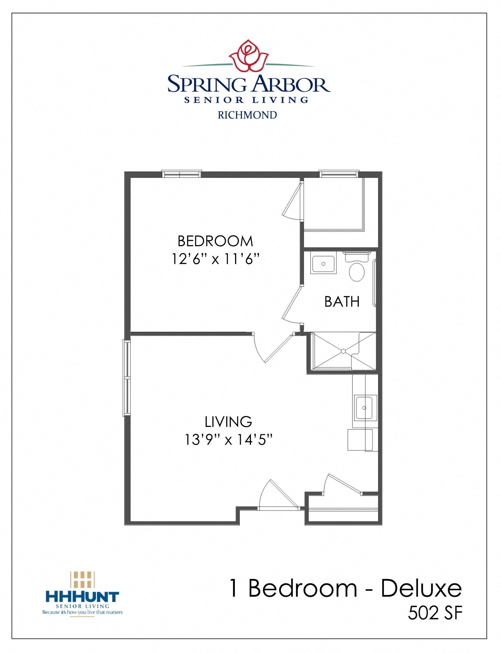 1 Bedroom Assisted Living Starting from 502 Square-Foot 1Bedroom Assisted Living at Spring Arbor of Richmond, Henrico, VA