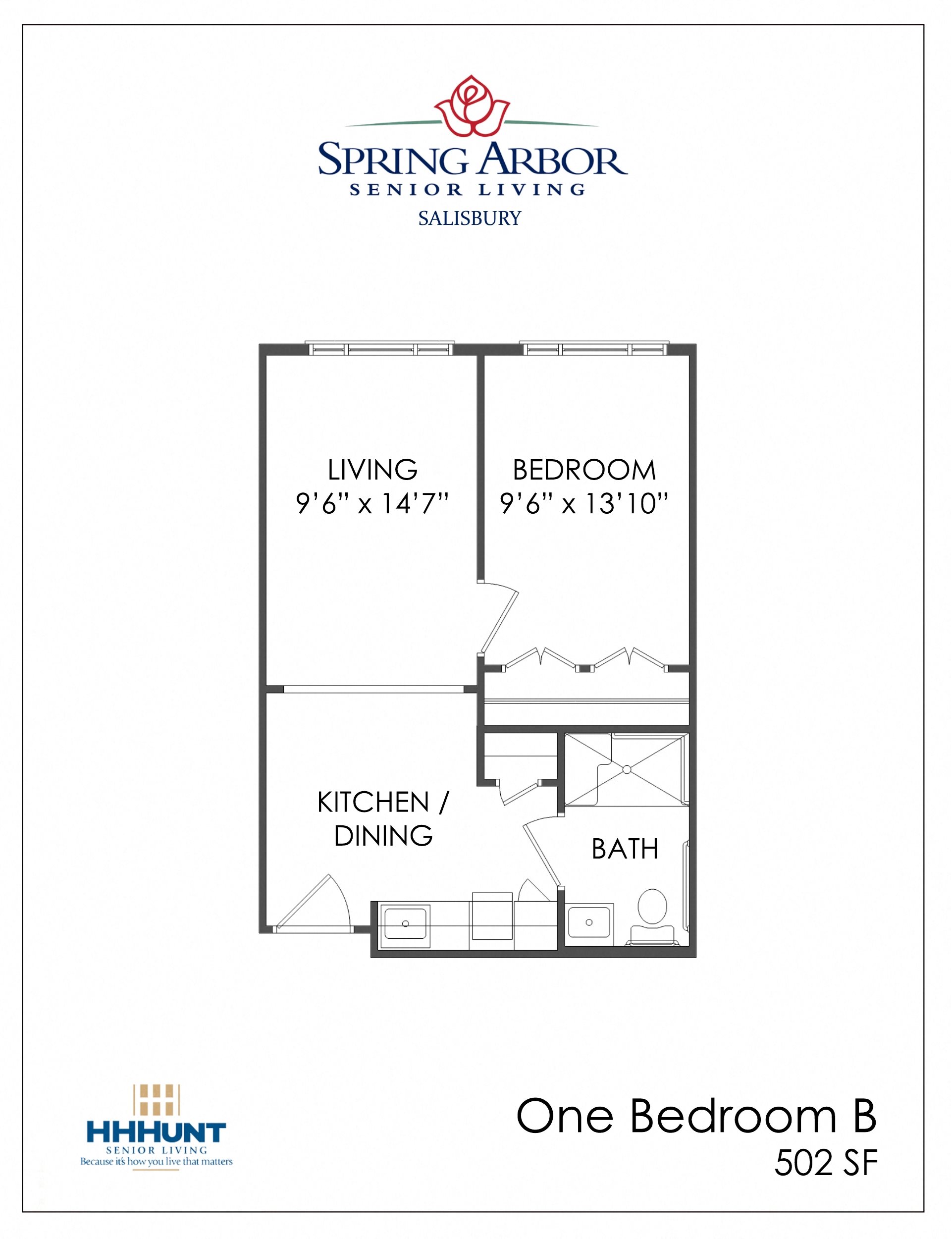 1Bed_B 1Bed_B at Spring Arbor of Salisbury, Virginia, 23113-6415