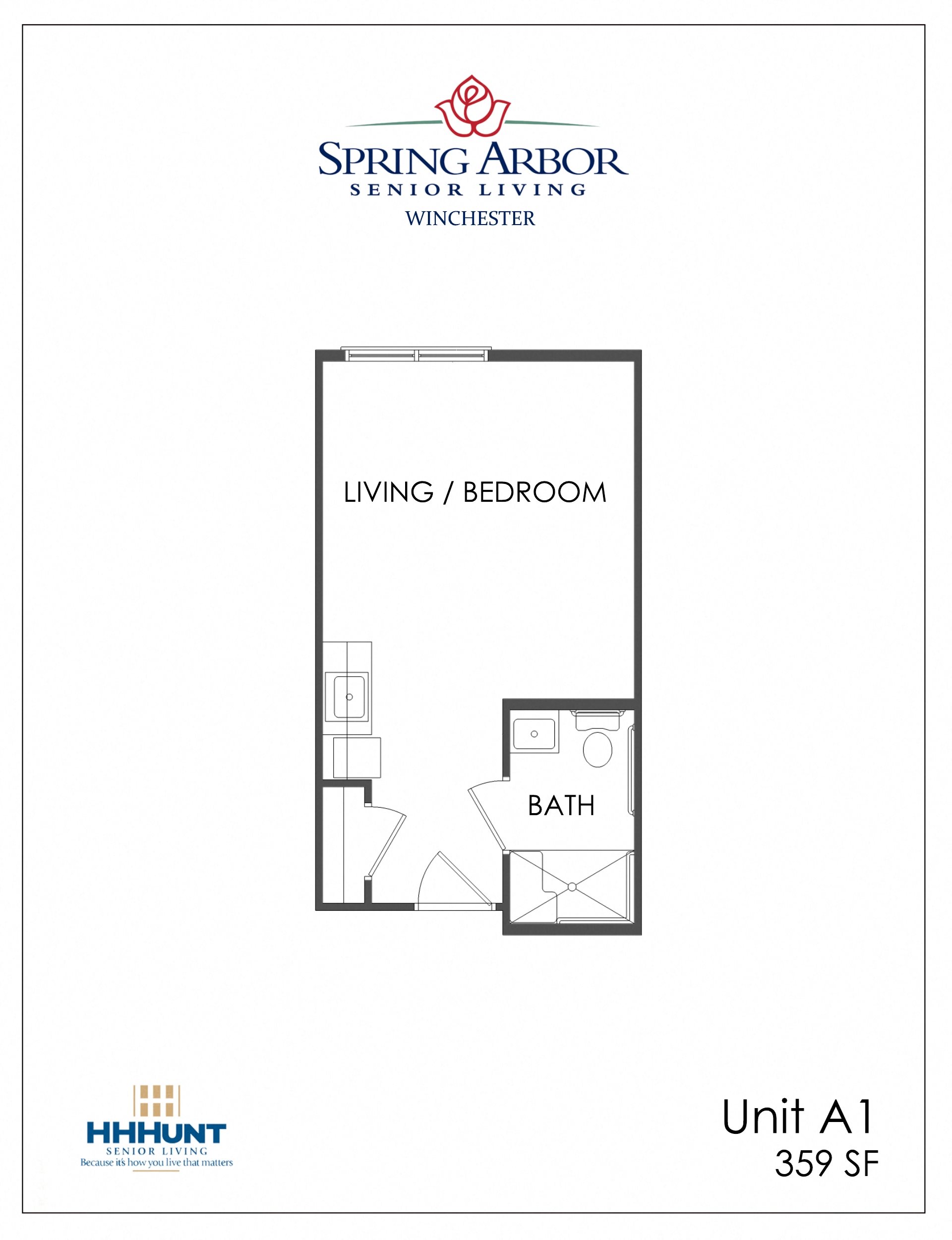 Studio - Assisted Living Floorplan Starting from 359 Square-Foot Studio - Assisted Living Floorplan at Spring Arbor of Winchester, Winchester
