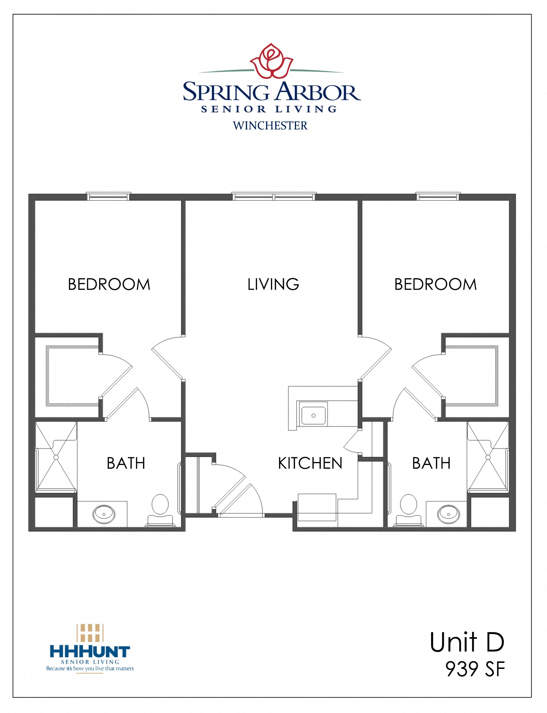 Two Bedroom - Assisted Living Floorplan 939 Square-Foot Two Bedroom - Assisted Living Floorplan at Spring Arbor of Winchester, Winchester, VA