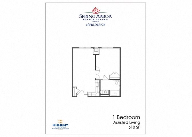 1 Bedroom Assisted Living 610 Square-Foot 1 Bedroom Assisted Living Floor Plan at Spring Arbor of Frederick in Frederick, MD