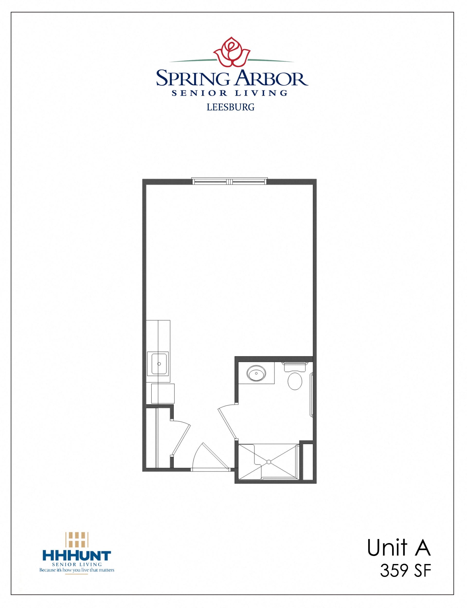 LB_A Starting from 359 Square-Foot LB_A Floor Plan at Spring Arbor of Leesburg, Virginia, 20176-2062