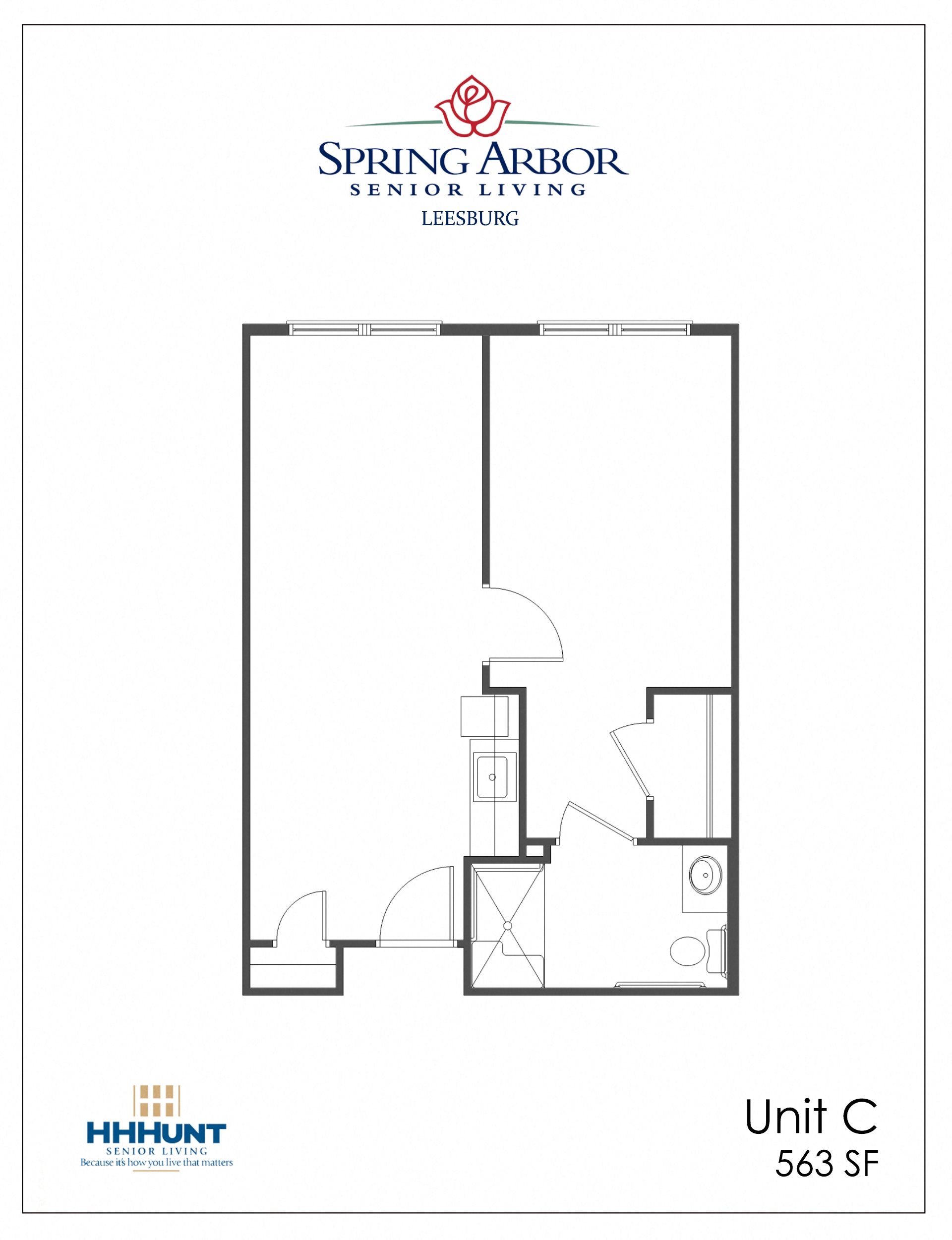 LB_C Starting from 540 Square-Foot 1 Bedroom AL Floor Plan at Spring Arbor of Leesburg, Leesburg, VA