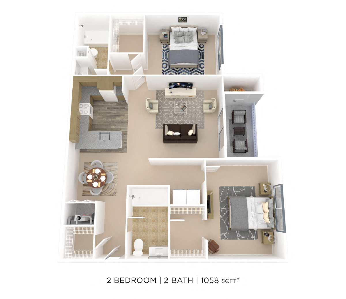 2 Bedroom 2 Bath floor plan