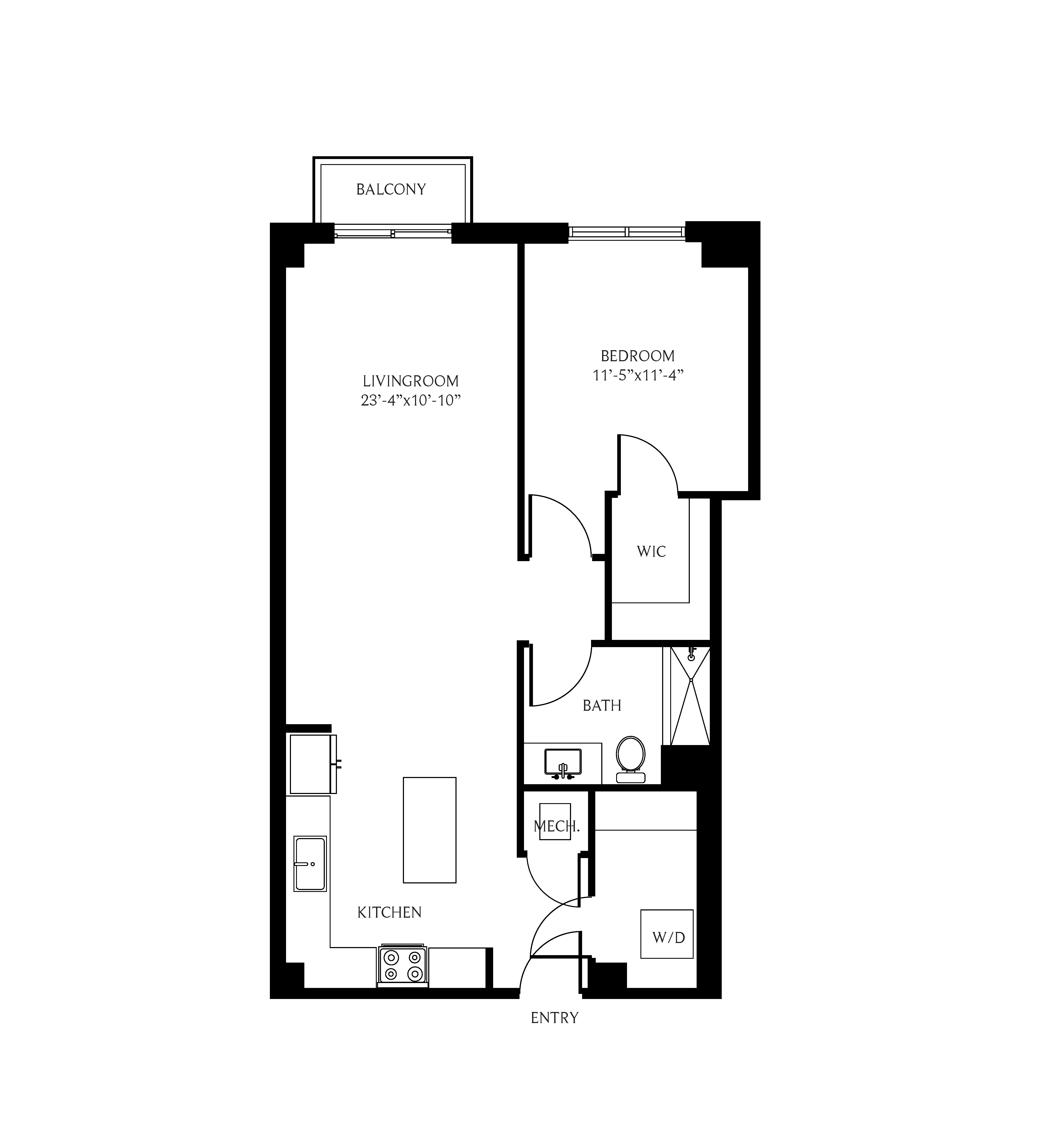 THesis Residences 1 Bedroom Floor Plan 1A