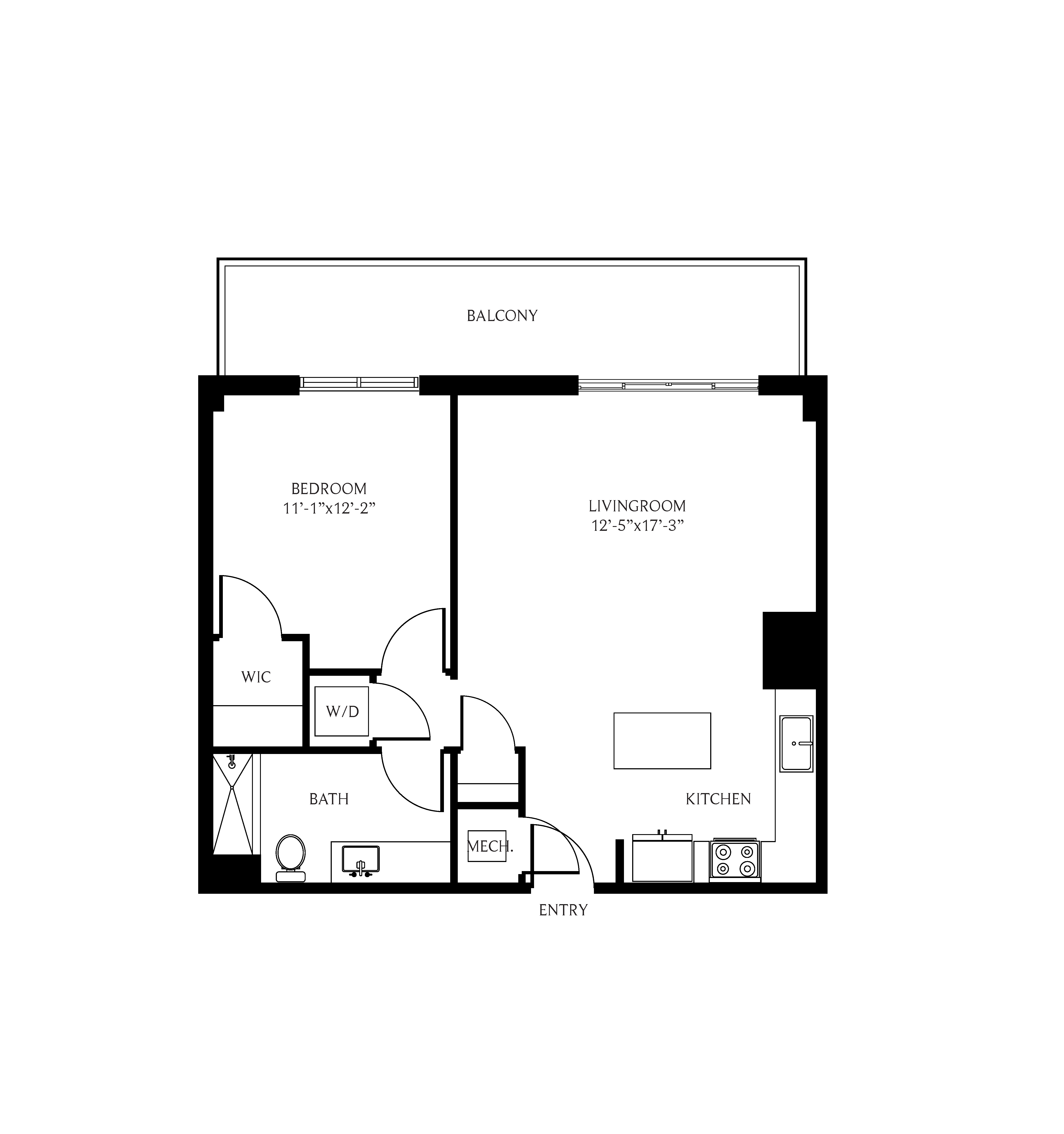 THesis Residences 1 Bedroom Floor Plan PH-1B