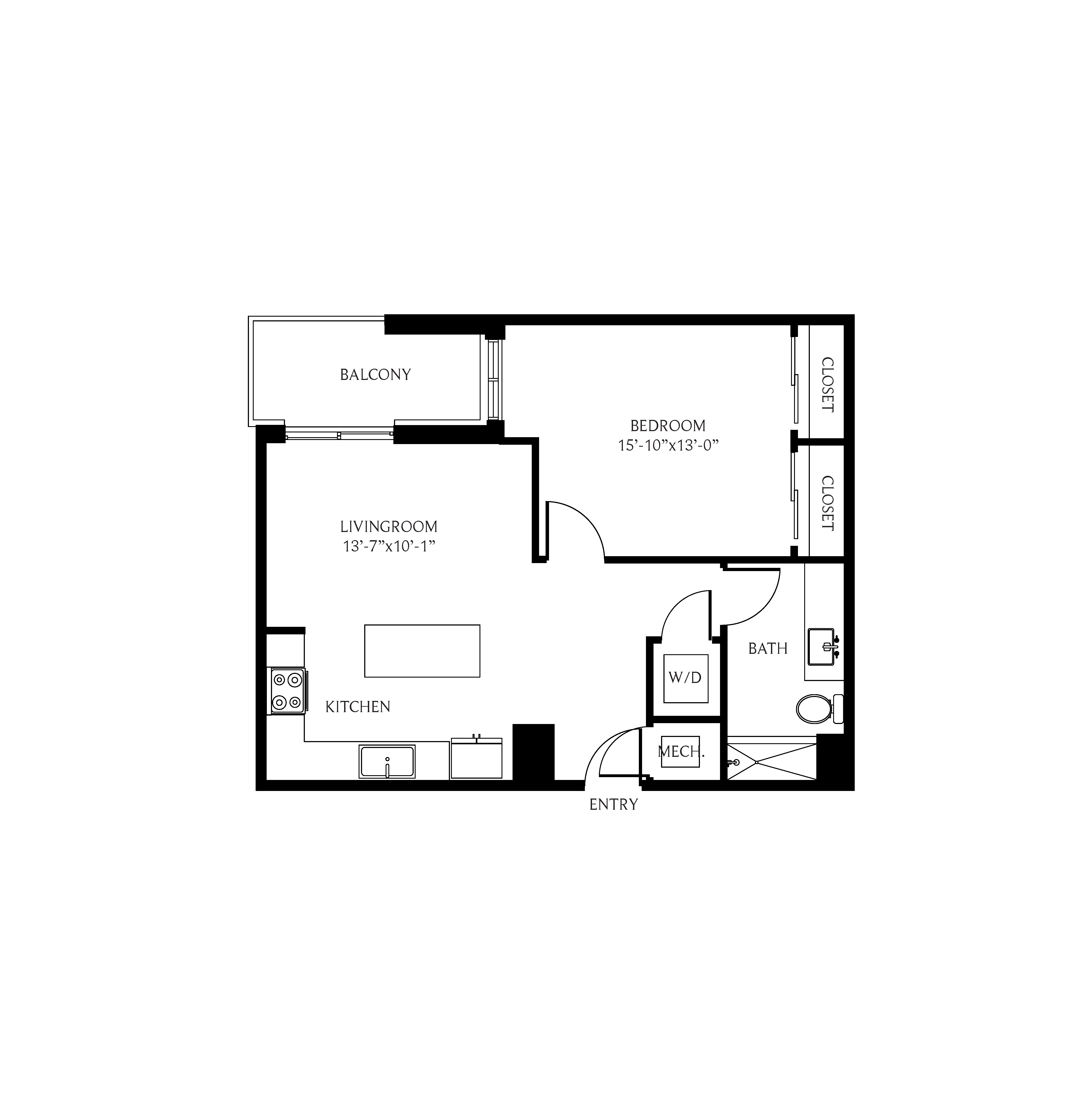 THesis Residences 1 Bedroom Floor Plan PH-1C