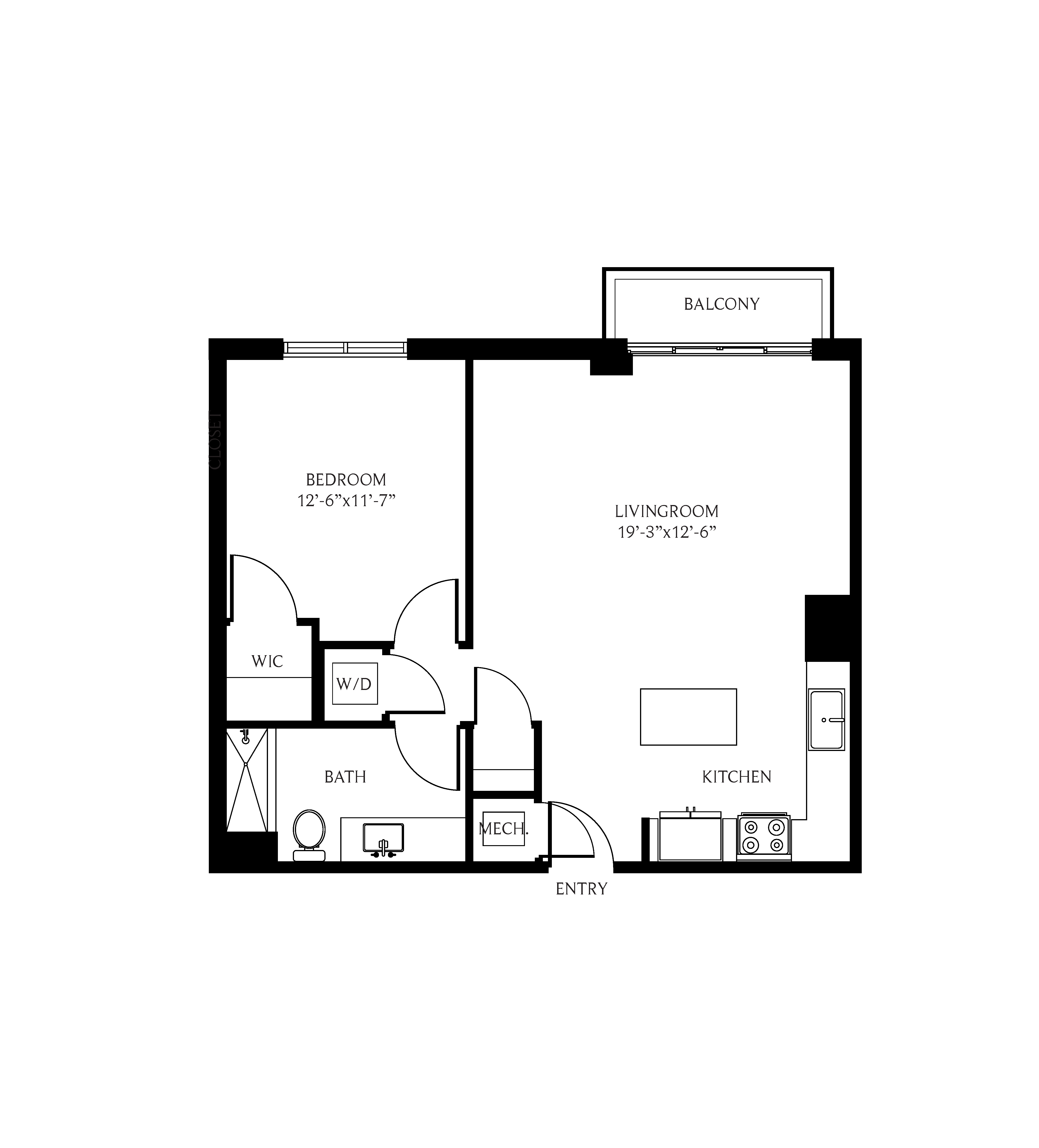 THesis Residences 1 Bedroom Floor Plan 1D