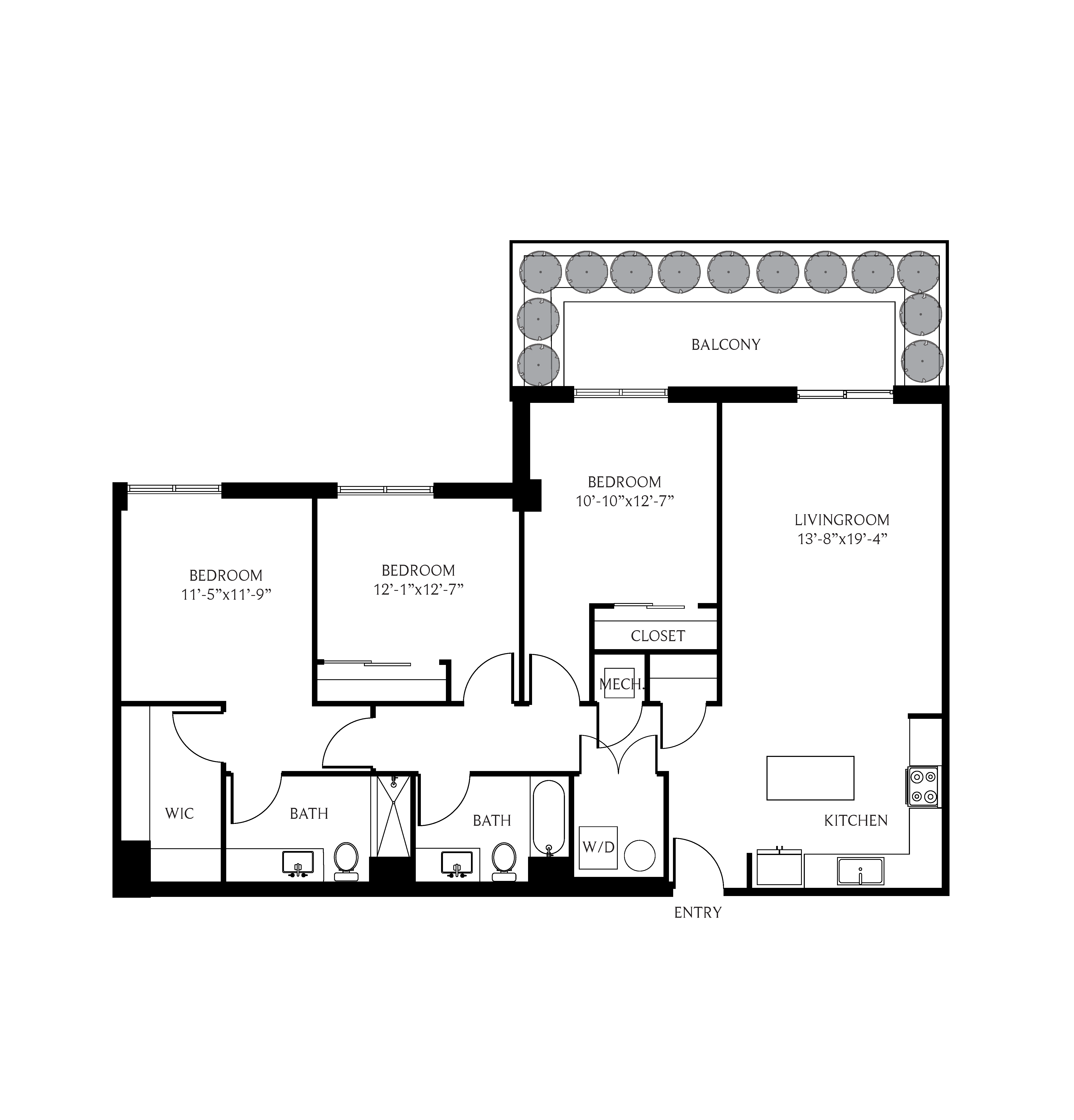 THesis Residences 3 Bedrooms Floor Plan 3B