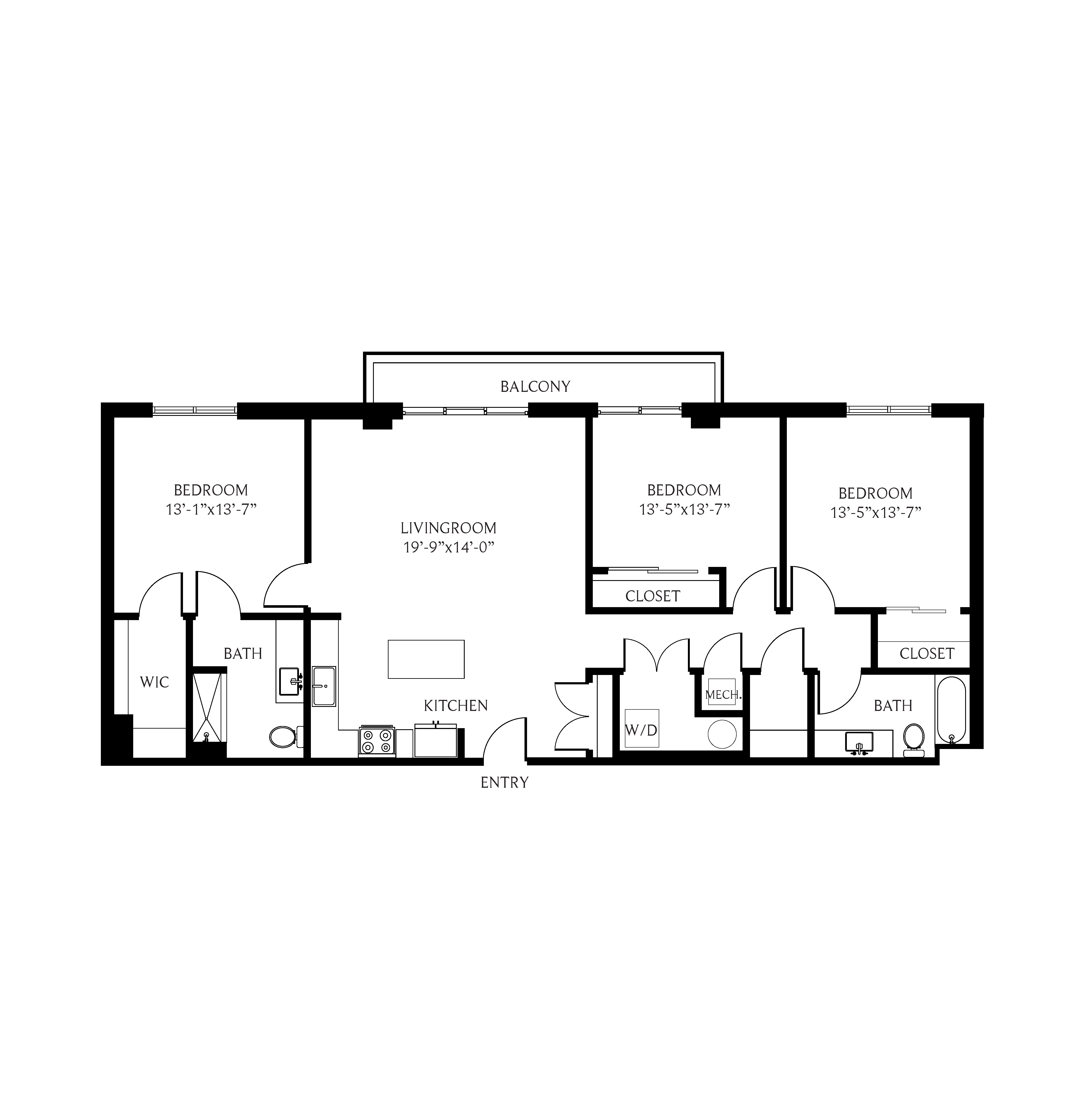 THesis Residences 3 Bedrooms Floor Plan 3G