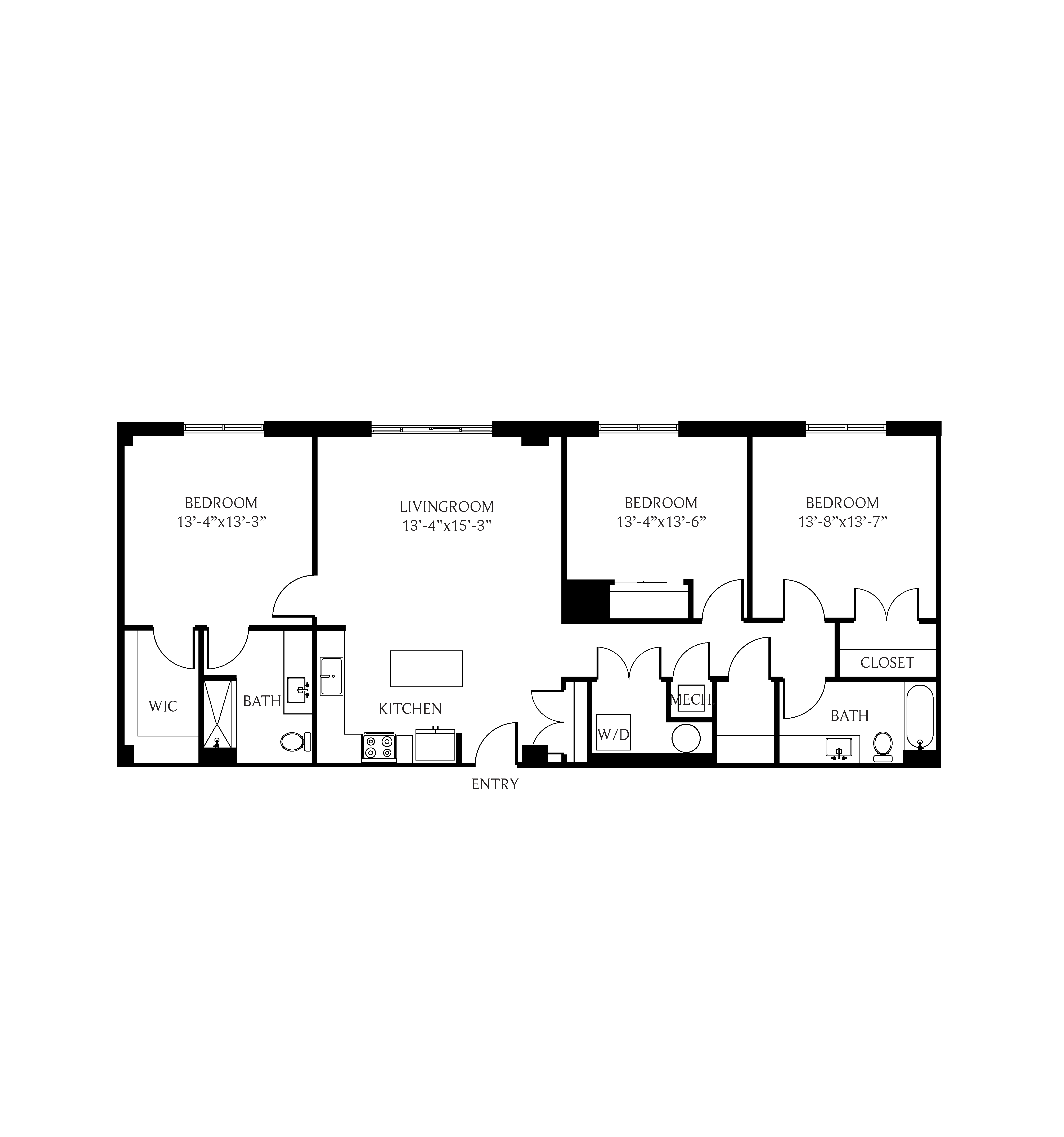 THesis Residences 3 Bedrooms Floor Plan 3A