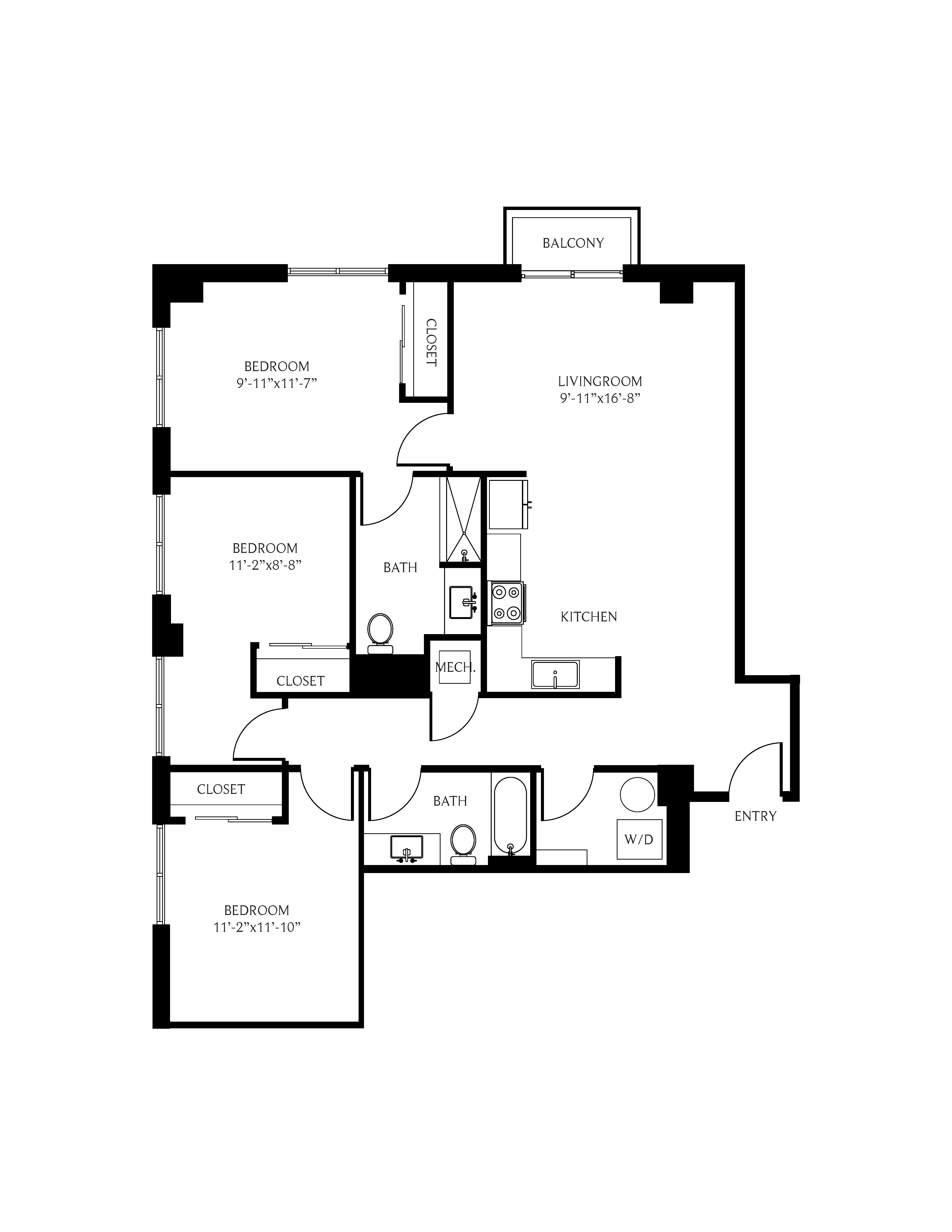 THesis Residences 3 Bedrooms Floor Plan 3C