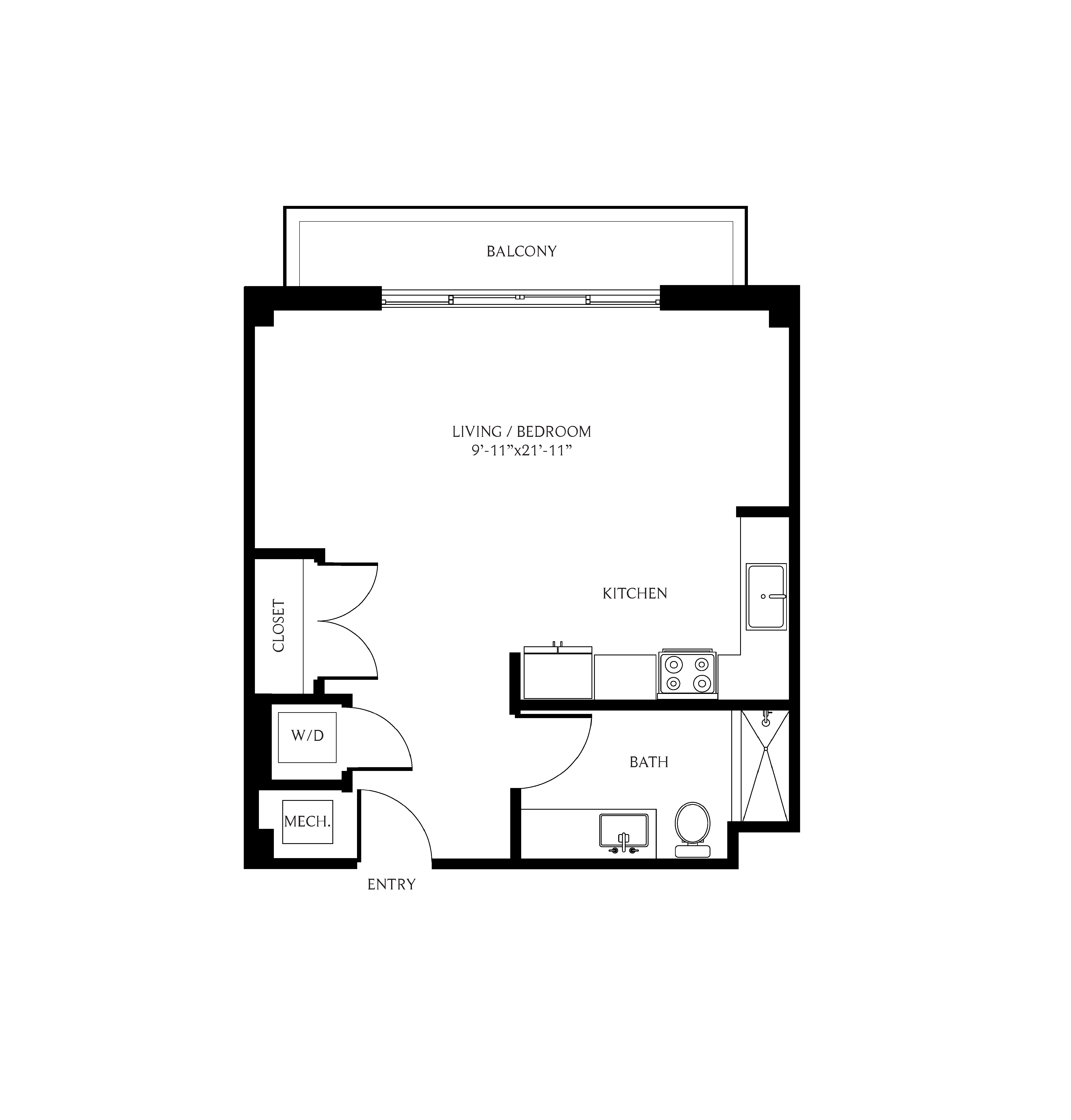 THesis Residences Studio Floor Plan SA2