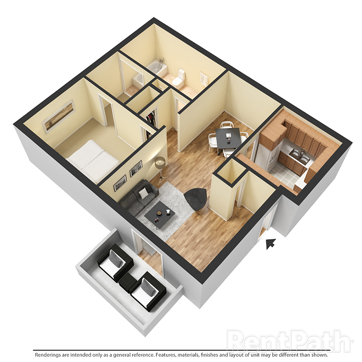 Agave1x1 Agave 1BR 1BA Floor Plan
