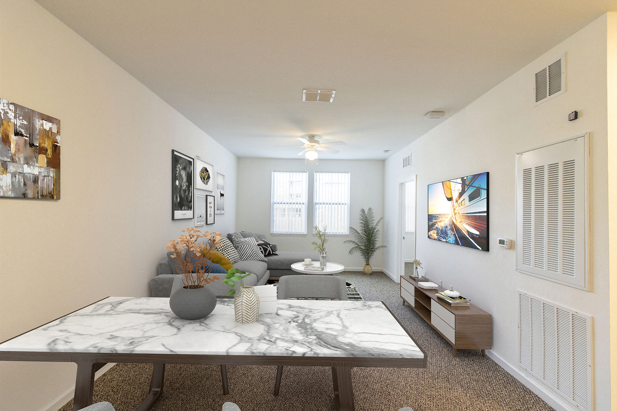 Central Landings dining and living room
