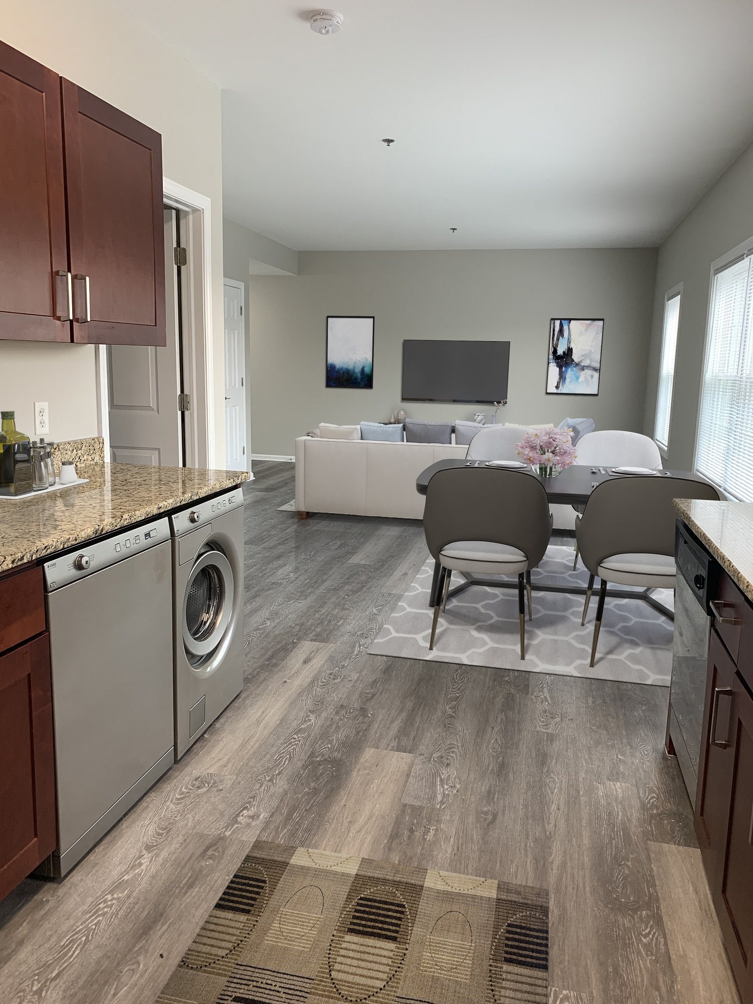 Furnished dining room.