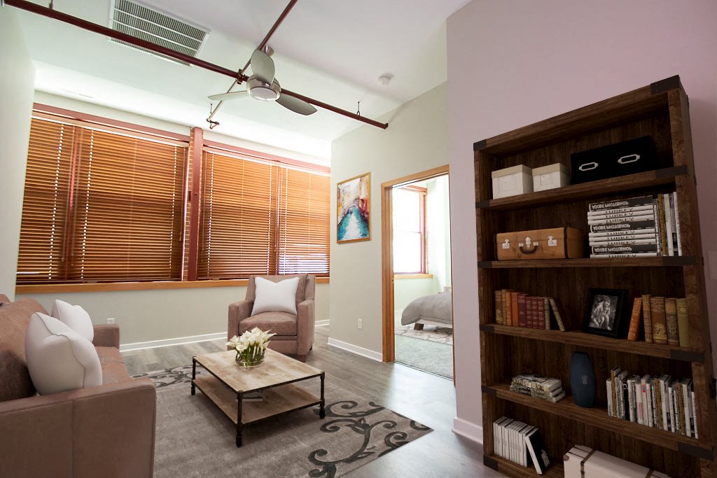 Furnished living room.