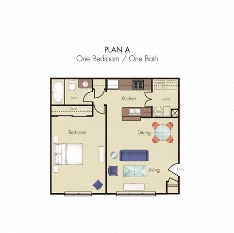 1 Bedroom 1 Bath 2D floorplan Plan A 1 Bedroom 1 Bath 2D floorplan Plan A-Quality Hill Square, Kansas City, MO