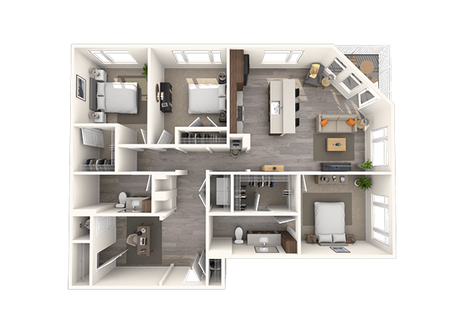 Traditional C3 3x2-1469 SF floor plan