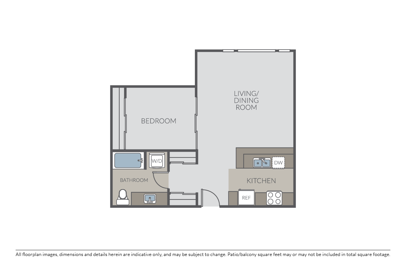 Plan 1L - Open One Bedroom floor plan