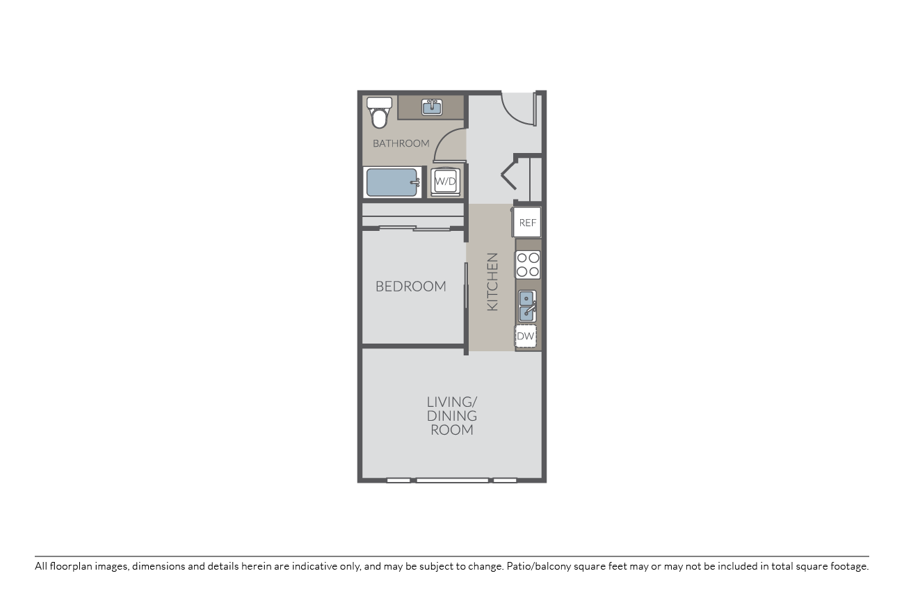 Plan 1B - Open One Bedroom floor plan