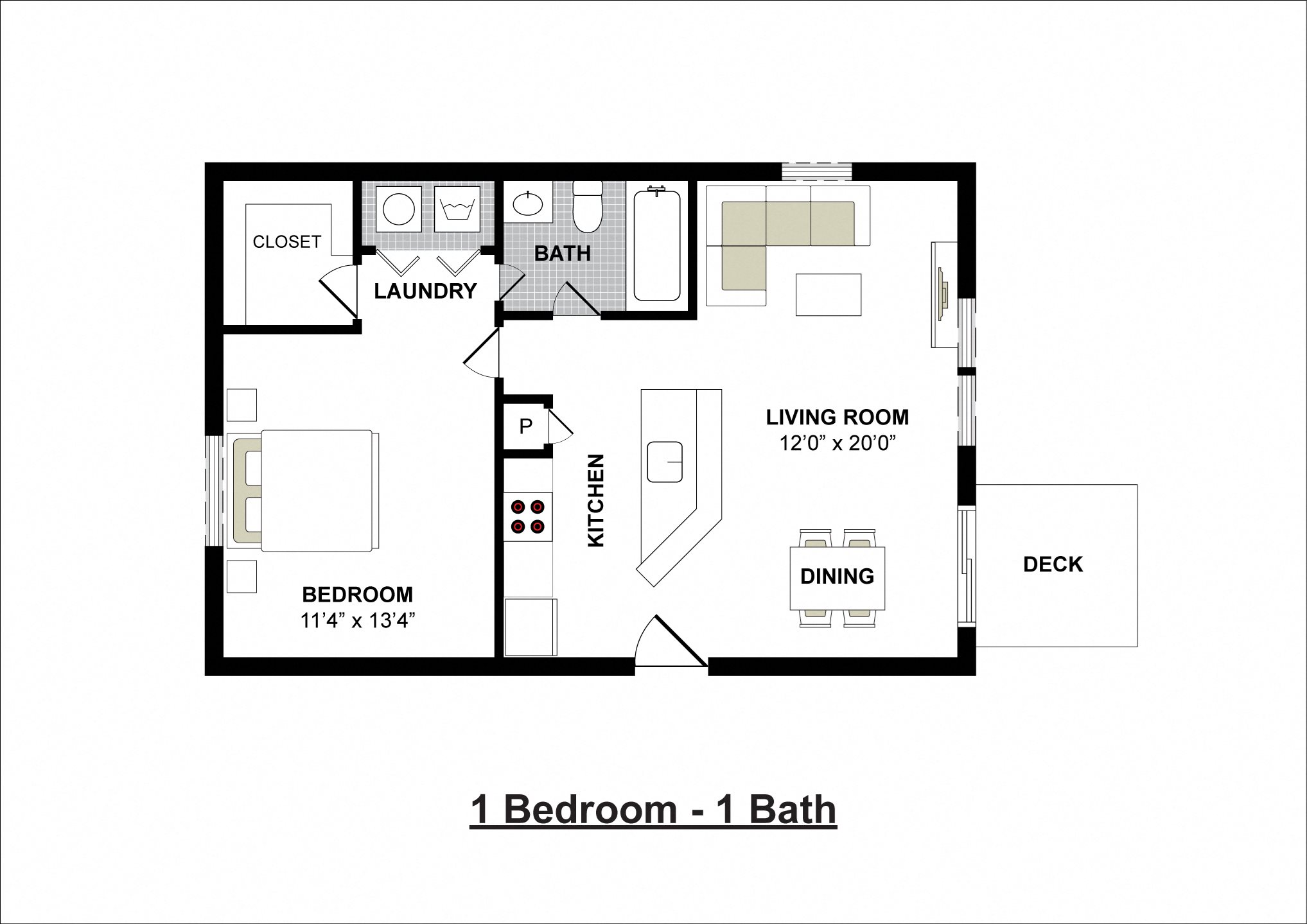 1 Bedroom 1 Bath 686 Square Feet