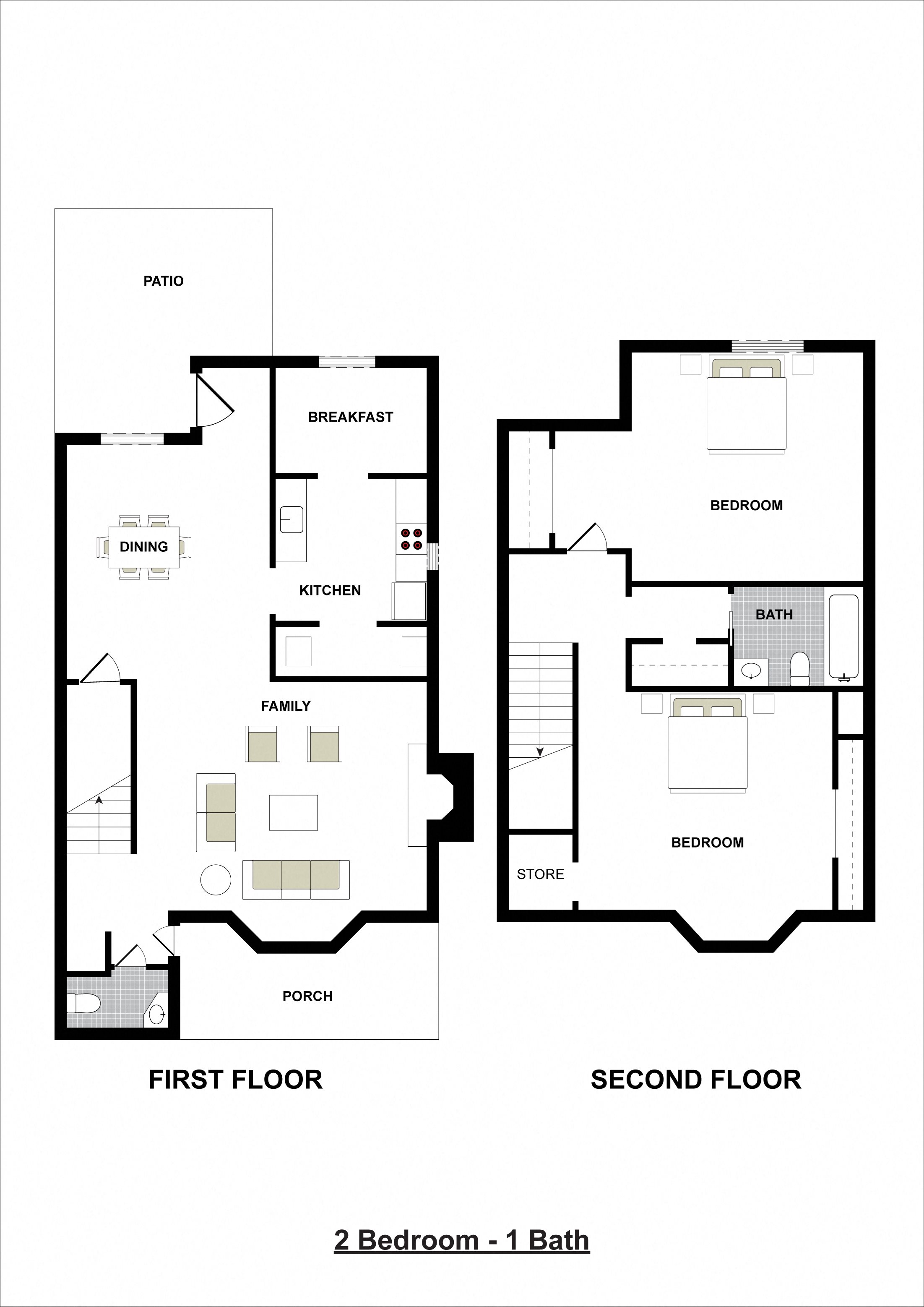 2 Bedroom Town home 1192 Square Feet