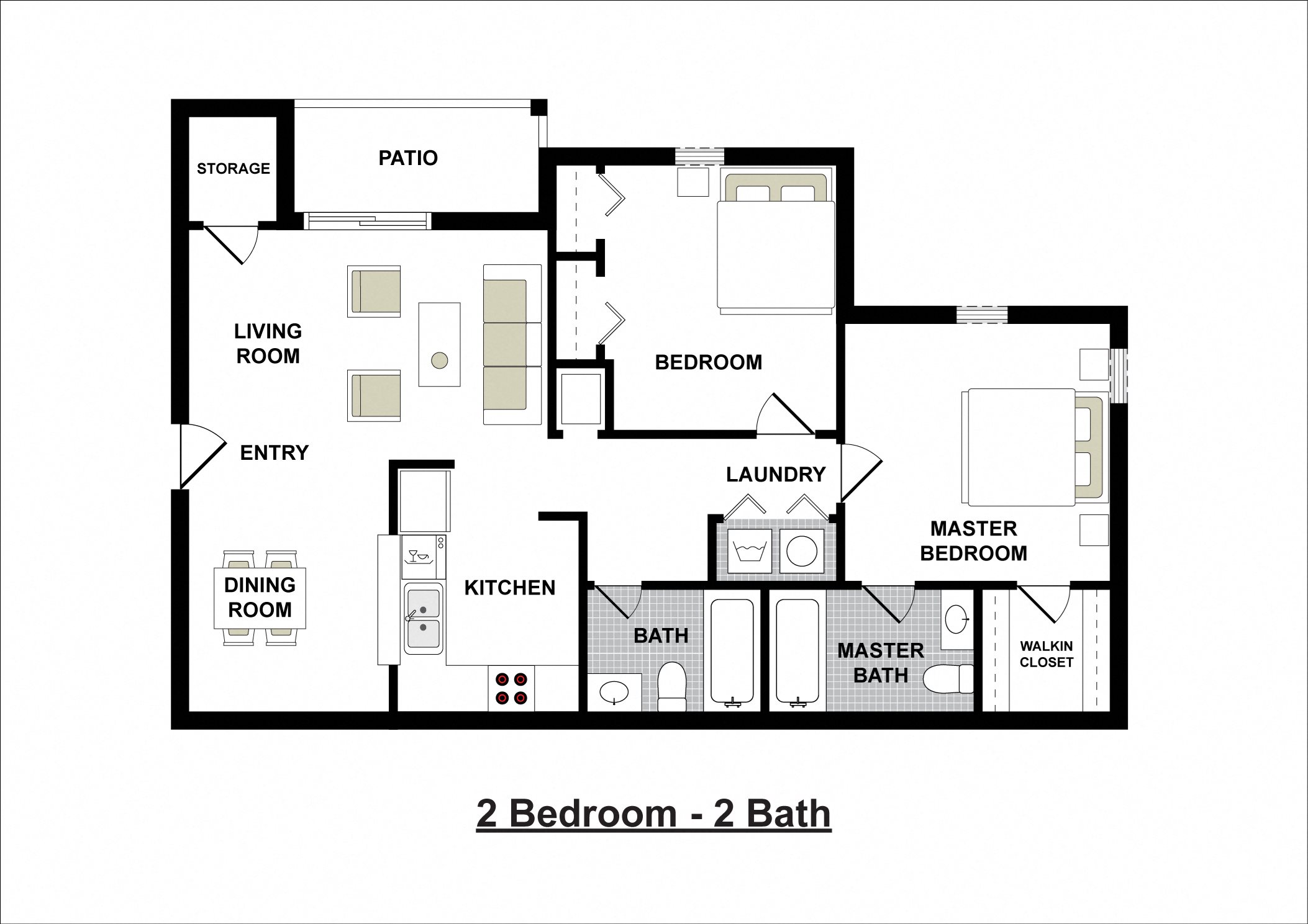2 Bedroom 2 Bath 928 Square Feet