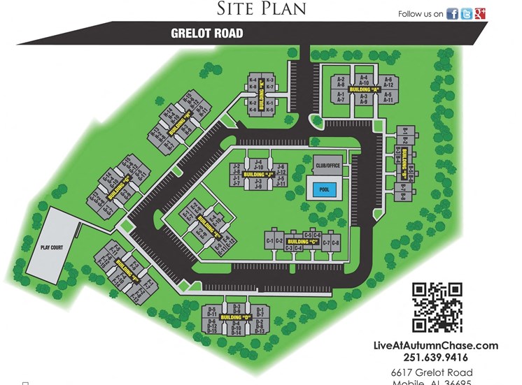 Autumn Chase Apartment Homes, 6617 Grelot Rd, Mobile, AL 36695 Site Map