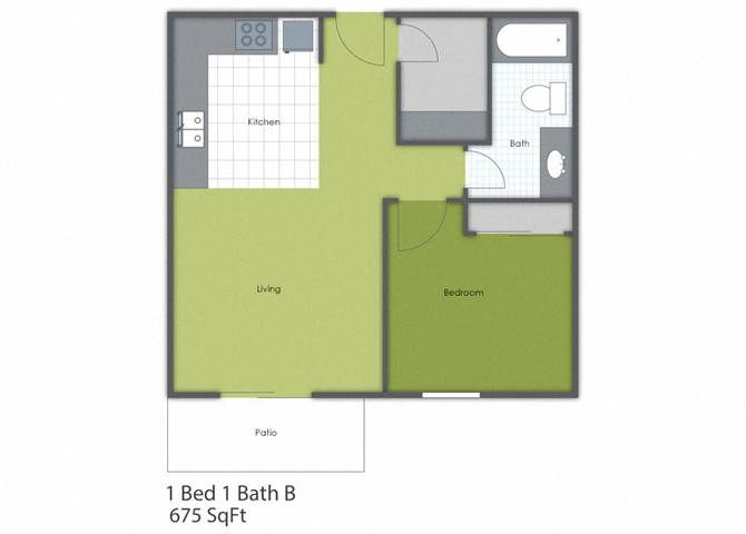 1 Bedroom 1 Bath B floor plan
