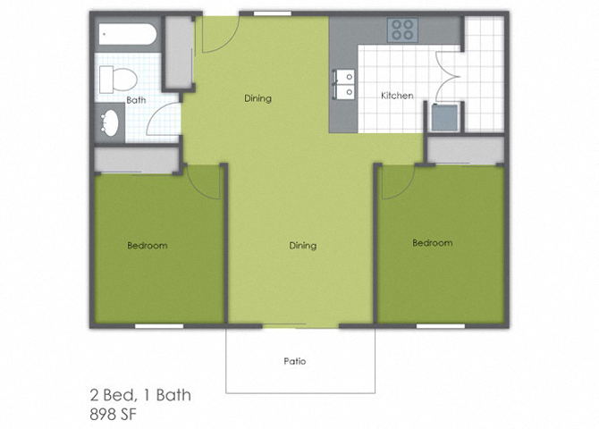 2 Bedroom 1 Bath A floor plan