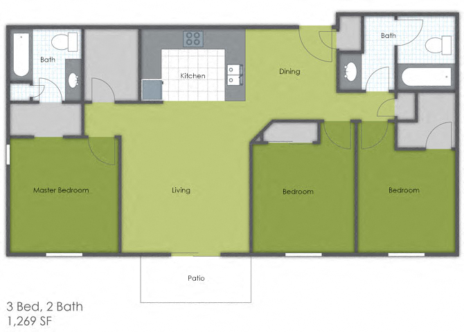 3 Bedroom 2 Bath A floor plan