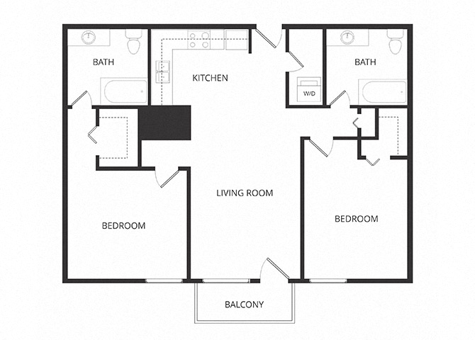 2 Bedroom 2 Bath floor plan